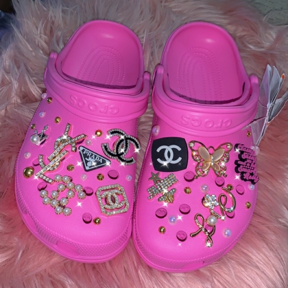 Sold‼️Pink size 8 custom crocs - Picture 2 of 3